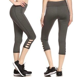 ✂️ SPRING SWEEP SALE Shosho Active Charcoal Grey Capri Leggings Crisscross L